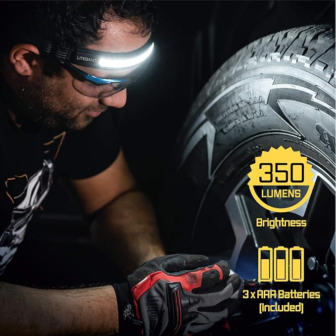 OPTIMAL VENTURES LED Headlamp Liteband Super Lightweight ACTIV 350 Lumen Bright Head Lamp, AAA