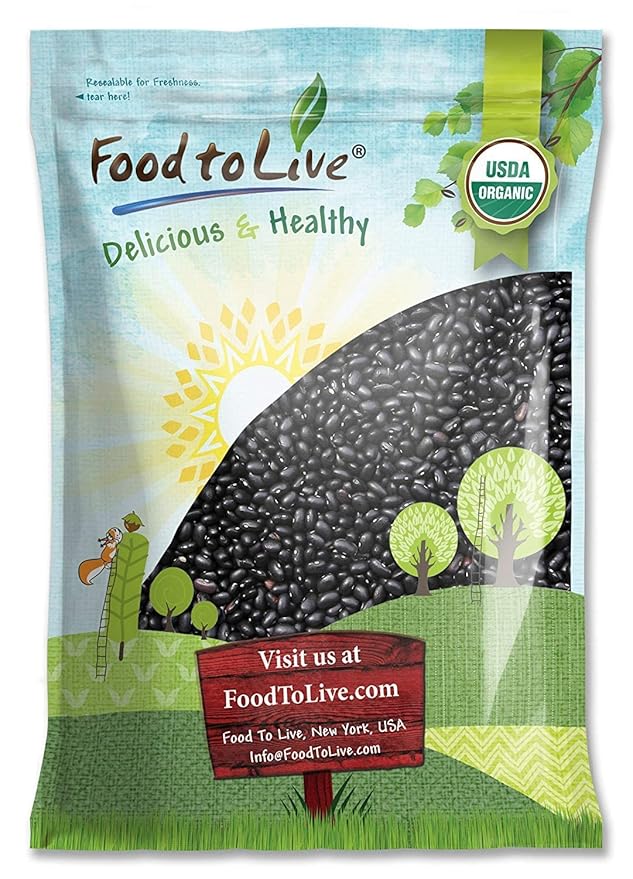 Food to Live - Organic Black Beans, 15 Pounds Non-GMO, Whole Dried Beans, Sproutable, Vegan