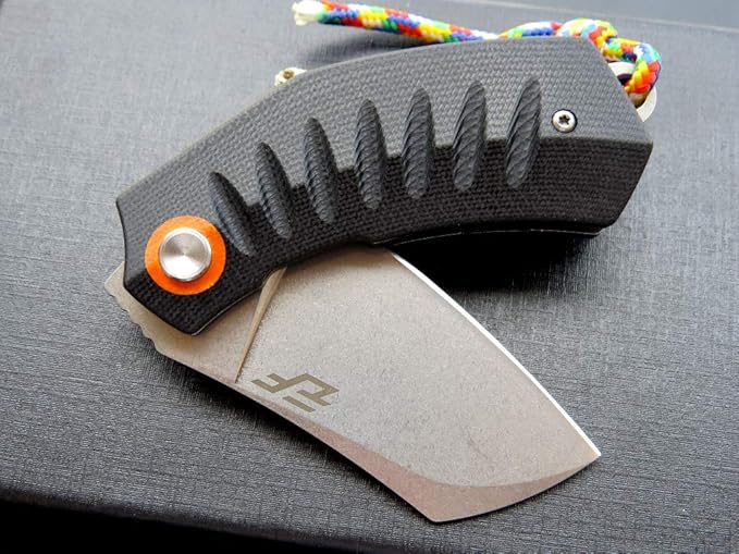 Eafengrow EF85 Folding Knife with Clip Stone Wash D2 Steel Blade G10 Handle Pocket Knife Ball