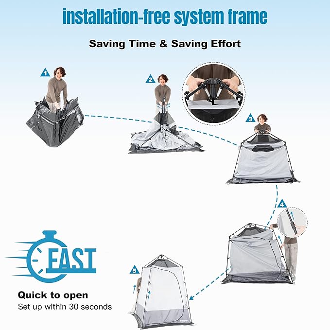 Camping Shower Tent Deluxe Changing Room Easy Set Up Privacy Shelter,Large Toilet Tent with Floor