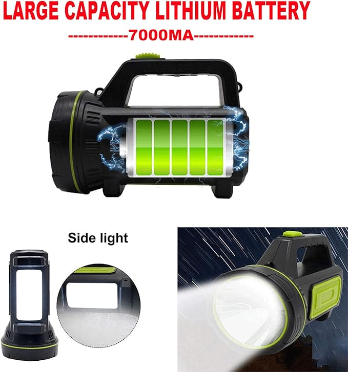 LED Searchlights Handheld Lantern, 13000LM 2 Modes USB Rechargeable LED Flashlights, High Power