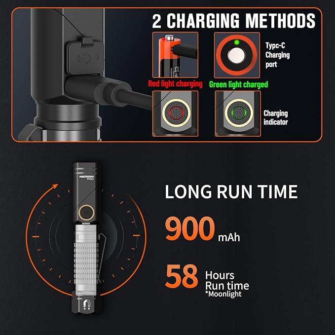 NICRON Rechargeable Flashlights Right Angle 90 Degree B74pro,1000 High Lumens Magnetic for