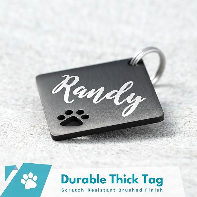 Ultra Joys Dog Tags Personalized for Pets - Hollow Paw Custom Pet ID Tag - Engraved Dog Tag for
