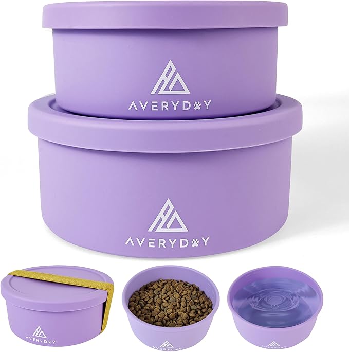30 Oz Travel Dog Bowls with Lids, 2-in-1 Portable Pet Bowls for Food and Water, Leakproof Travel