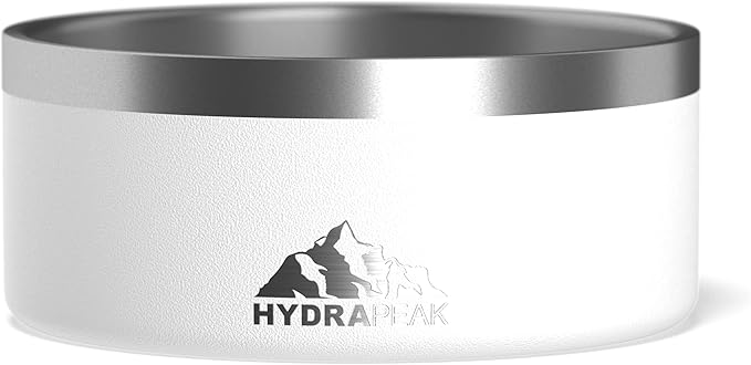 Hydrapeak Dog Bowl; Non Slip Stainless Steel; Water and Food Dish; Large Sized and Small Dogs; 32oz