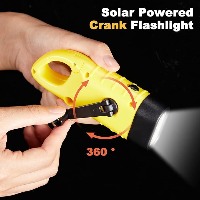 Mudder 4 Pack Hand Crank Solar Powered Flashlight Emergency Rechargeable Led Flashlight Survival