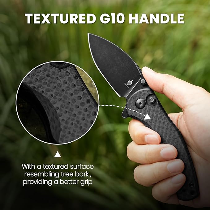 Kizer Mini Grouper Folding Pocket Knife, Nitro-V Steel Blade G10 Handle EDC Knife, Button Lock
