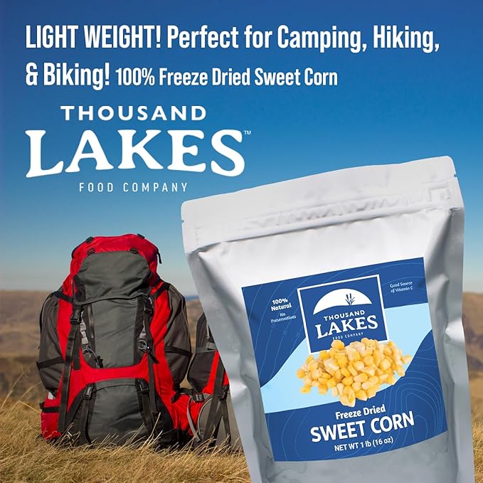 Thousand Lakes Freeze Dried Vegetables - Sweet Corn - Bulk 1 Pound (16 Ounces) | 100% Whole Sweet
