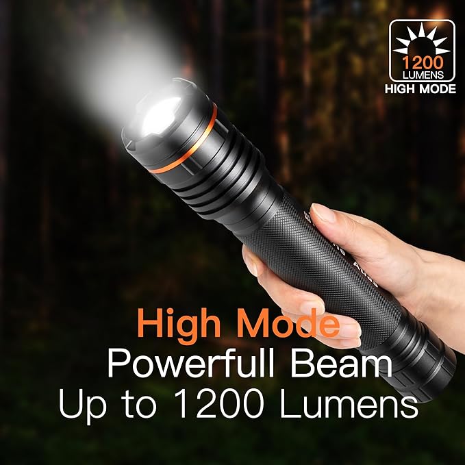 KunHe Heavy Duty 3D Cell LED Flashlights Large Aluminum Zoomable High Lumens-1200 LM Battery