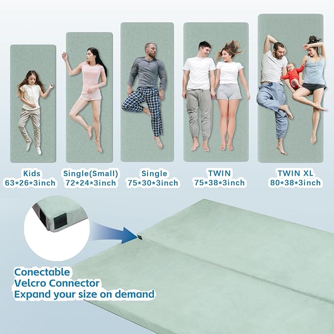 KingChii CertiPUR-US Memory Foam Camping Mattress, Portable Roll Up Travel Car Camping Mattress