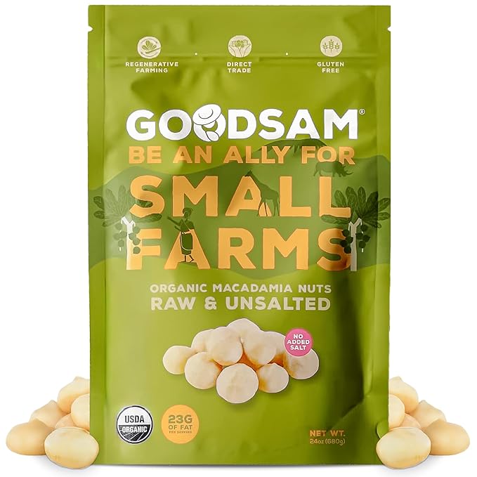 goodSAM Organic Raw Macadamia Nuts ??Unsalted, Whole Nuts ??Buttery Creamy Flavor ??Sustainably