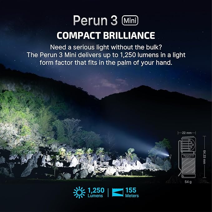 OLIGHT Perun 3 Mini Headlamp 1250 Lumens LED Head Flashlight,Rechargeable Headlight with Red Light