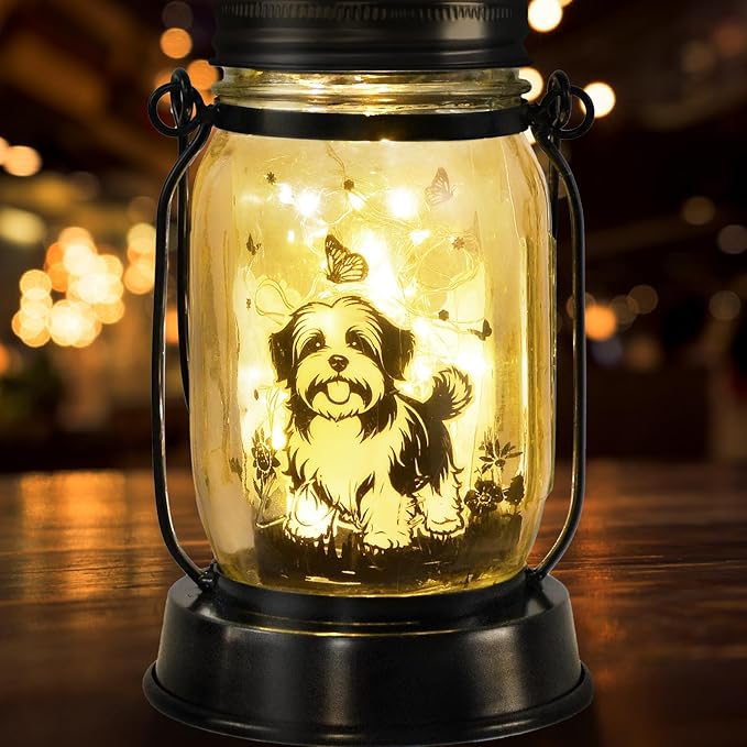 Maltese Dog Gifts for Women/Men Maltese Solar Lanterns Birthday Dog Lovers Lantern Pet Loss Dog