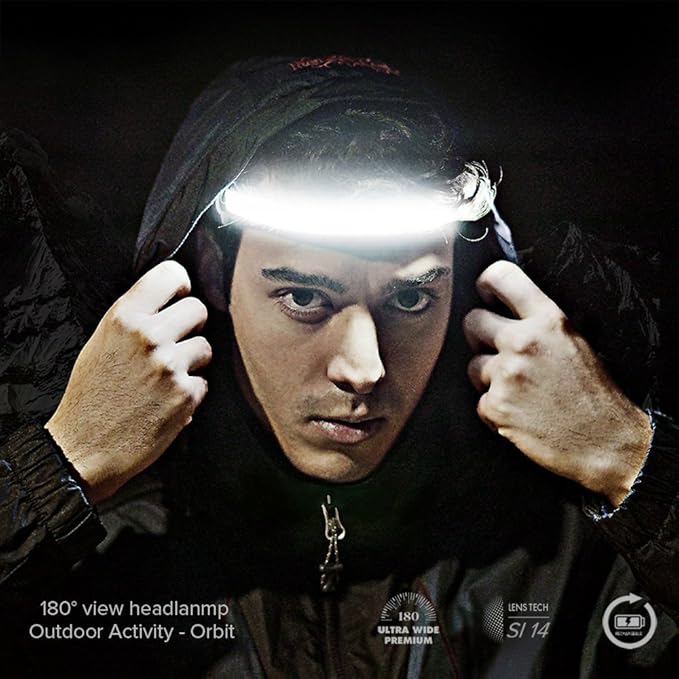 Orbit 2025 Edition Headlamp ??210° Wide Beam + 60° Focus Light, 1020 Lumens, USB-C Rechargeable