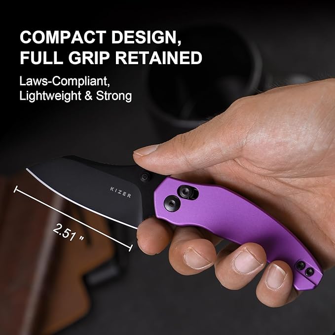 Kizer Mini Bulldog Pocket Knife, 2.5??Nitro V Sheepsfoot Blade Folding Knife, Aluminum Handle