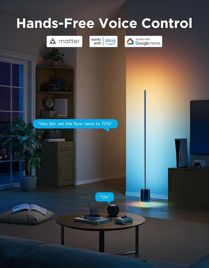 Govee Floor Lamp 2 with Matter, RGBIC, Warm Cool White LED, Alexa Compatible, 1725lm, Music Sync