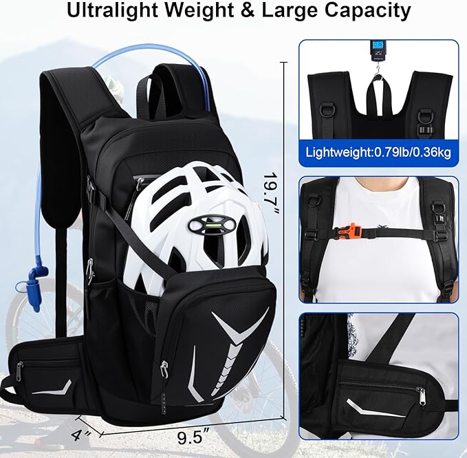 Lightweight Hydration Backpack 18L with 3L BPA Free Leak-Proof Water Bag, Insulated Hiking Backpack