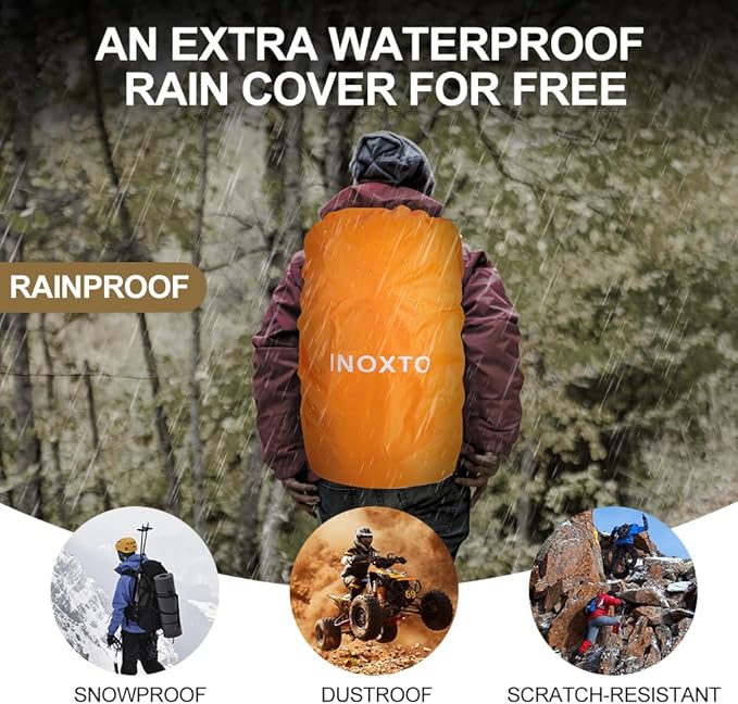 INOXTO 35L Hiking Backpack with 3Lwater bladder, Camping Backpack with Waterproof Rain Cover for