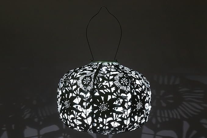Allsop Soji Stella - Floral Punch - Square Sunflower - 11" Outdoor Solar Lantern - Sage