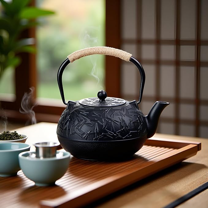 60.9oz YJX Cast Iron Teapot, Japanese Tetsubin Tea Kettle for Stovetop Safe, Cast Iron Tea Pot with