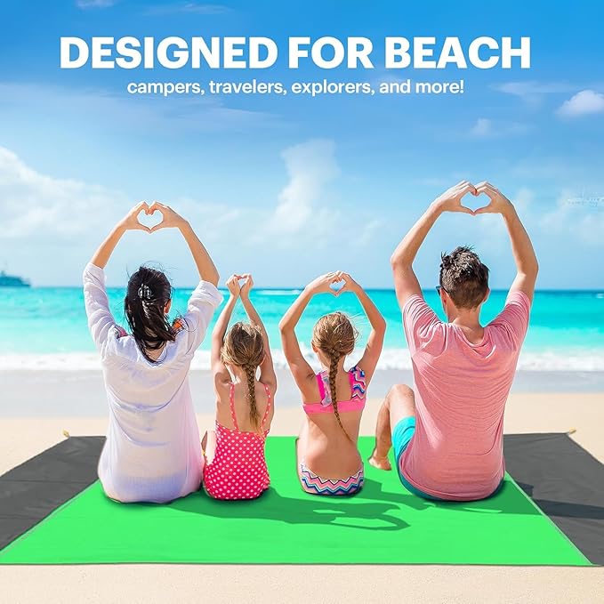 EASYFUN Beach Blanket Sandproof Oversized, 79''×83'' Extra Large Beach Mat, Portable Picnic Mat for