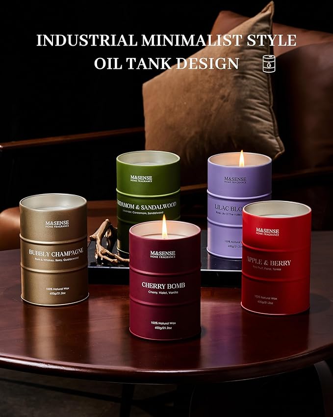 M&SENSE Bubbly Champagne Large Candles for Home Scented, Candles Gifts for Women & Men, Natural Soy