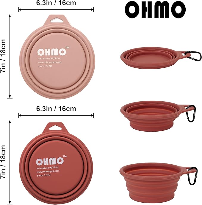 OHMO Large Collapsible Dog Bowls, (2 Pack 27oz/800ml) Premium Silicone Portable Travel Water Food