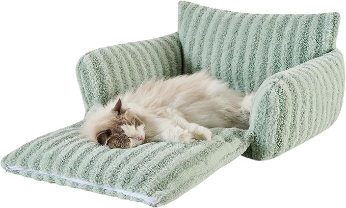 Hollypet Cat Bed Fluffy Plush Mutifuctional Double-Layer Soft Pet Couch Orthopedic Sofa Nest Beds