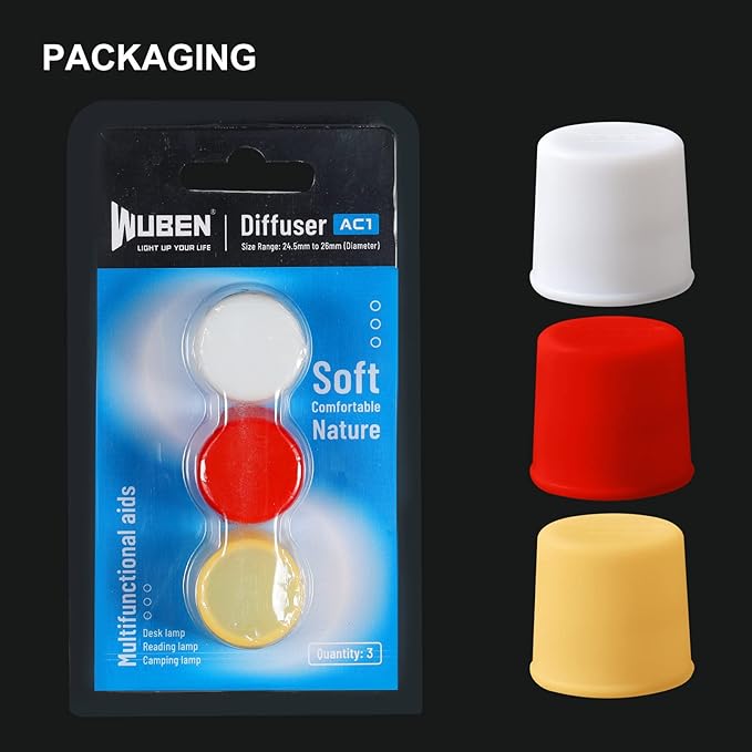 WUBEN AC1 3 Colors Flashlight Diffuser Durable Compatible with 24.5-26mm Diameter Lamp Caps for C3