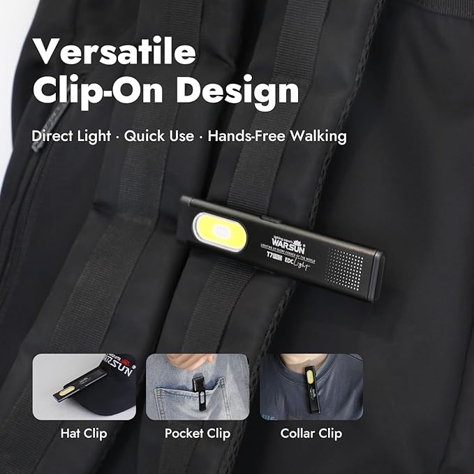 WARSUN T7PRO EDC Flashlight, Compact Multi-Mode Pocket LED Flashlight, USB-C Rechargeable, IPX4