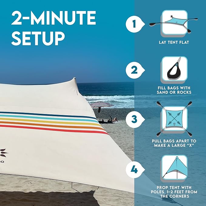 Neso Gigante - Portable Beach Tent - Ideal to Enjoy with Family and Friends - UPF 50+