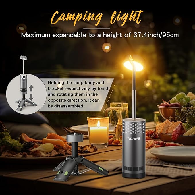 Camping Lights Rechargeable, Detachable Camping Lantern with Stand, Telescopic Waterproof Camp