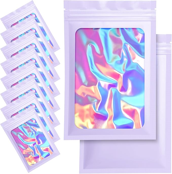 100 Pack Mylar Bags - 3.5 x 4.7 Inch Resealable Smell Proof Bags Foil Pouch Flat Bag with Front