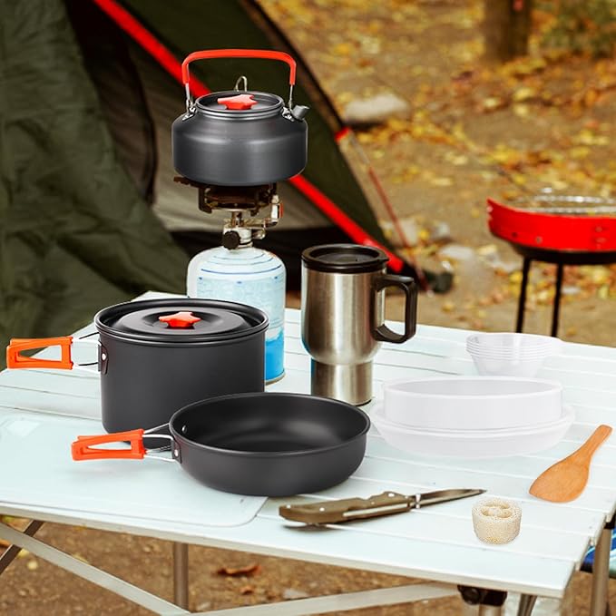 Gutsdoor Camping Cookware Set Camping Gear Campfire Utensils Non-Stick Cooking Equipment