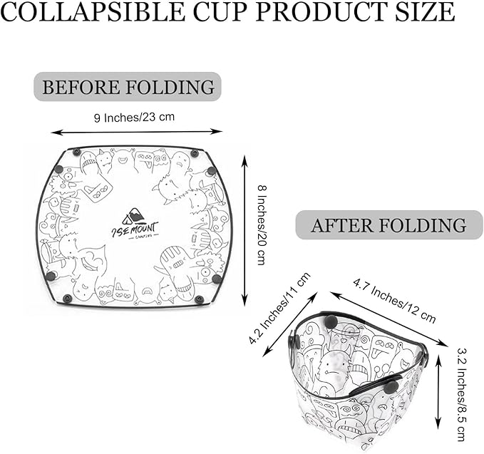 MIUPOO Collapsible Cup Set,Portable Mess Kit,Food Grade Material Free Folding Cup for Lunch Family
