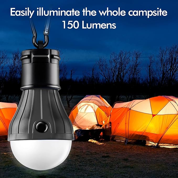 Portable LED Tent Lamp Emergency Lights with Hook, Hurricane Bulb Lantern Equipment for Camping