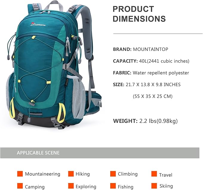 MOUNTAINTOP 25L/40L Hiking Backpack,Lightweight Travel Backpack for Men Women Outdoor Backpacking