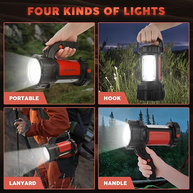 AlpsWolf Camping Lantern Rechargeable, 2 Pack Same LED Flashlight Spotlight Lantern with 800LM