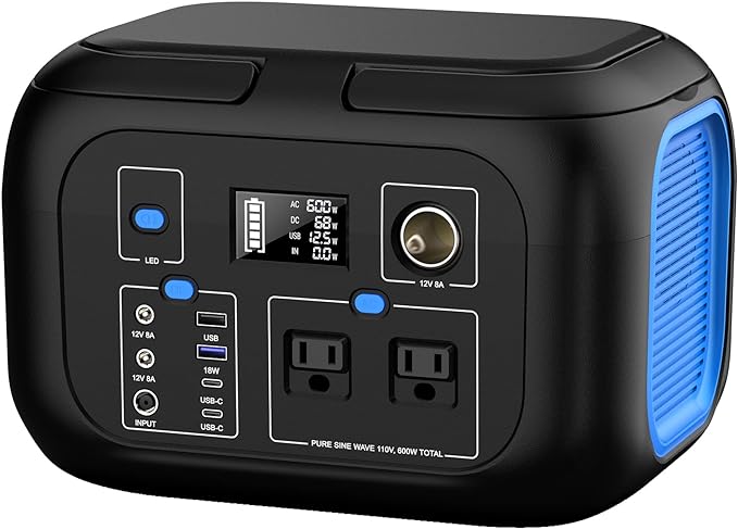Portable Power Station 600W Power Bank 296Wh Solar Generator Lithium Battery Portable Generator