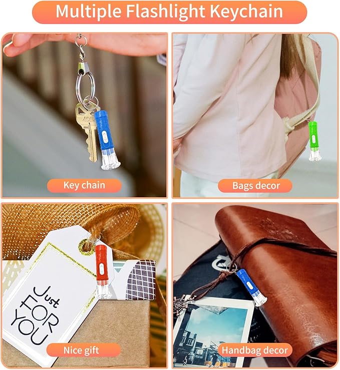100 Pieces Mini Flashlight Keychain Bulk for decor, Assorted Colors Torch Keyring Flashlights LED