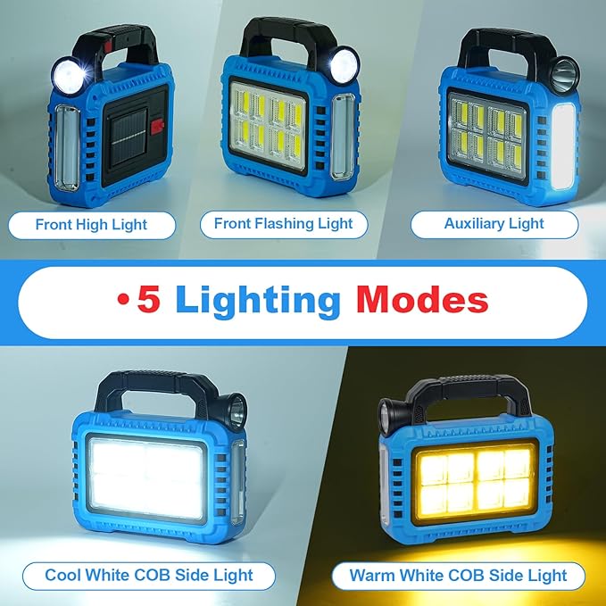 2 Pack Lantern Camping Essentials Accessories Gear Solar Lights, LED Flashlight for Power Outages