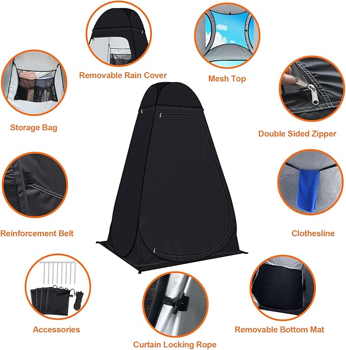 anngrowy Shower Tent Pop-Up Privacy Tent Camping Portable Toilet Tent Outdoor Camp Bathroom