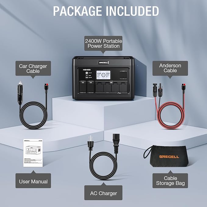 Portable Power Station 2400W, 1843Wh LiFePO4 Solar Generator UPS Home Battery Backup Power w/4