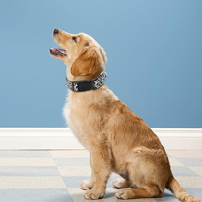 Reflective Dog Collar, Adjustable Soft Neoprene Padded Nylon Pet Collars with Buckle for Puppy and