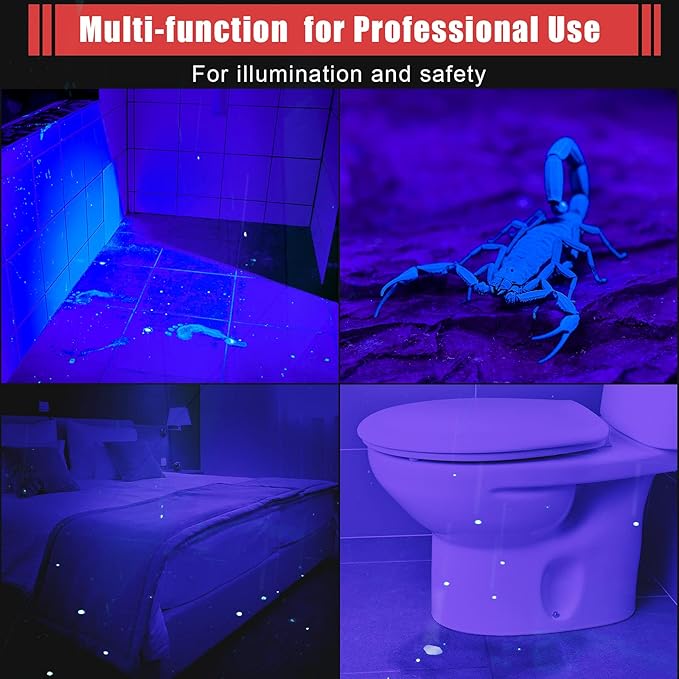 Honoson 2 Pieces UV Black Light Flashlight Small Blacklight Flashlights Pen Lights for Leak, Pet