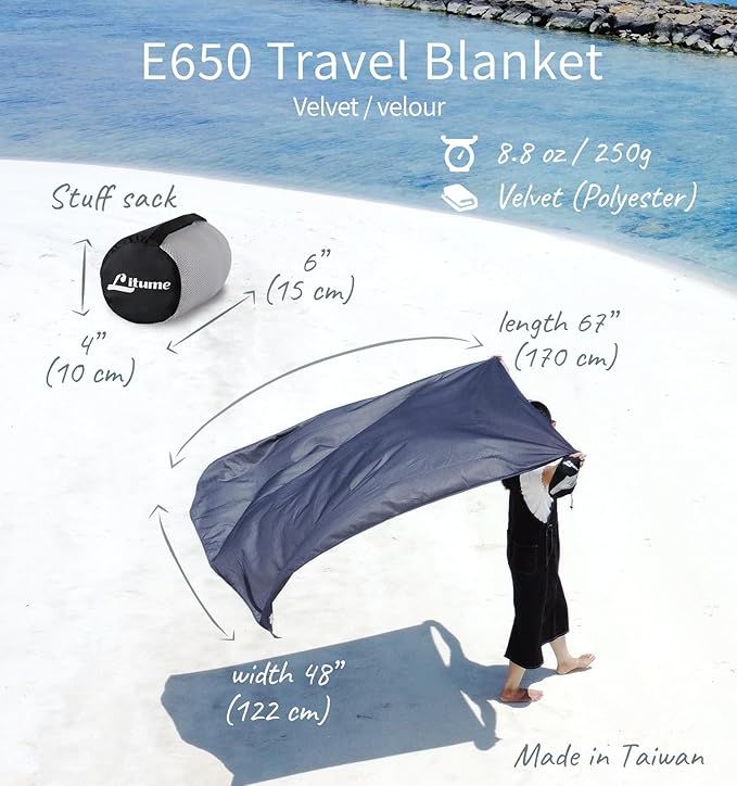 Travel Blanket Lightweight and Breathable, 67 x 48 in Soft Airplane Flight Blanket for Travelers
