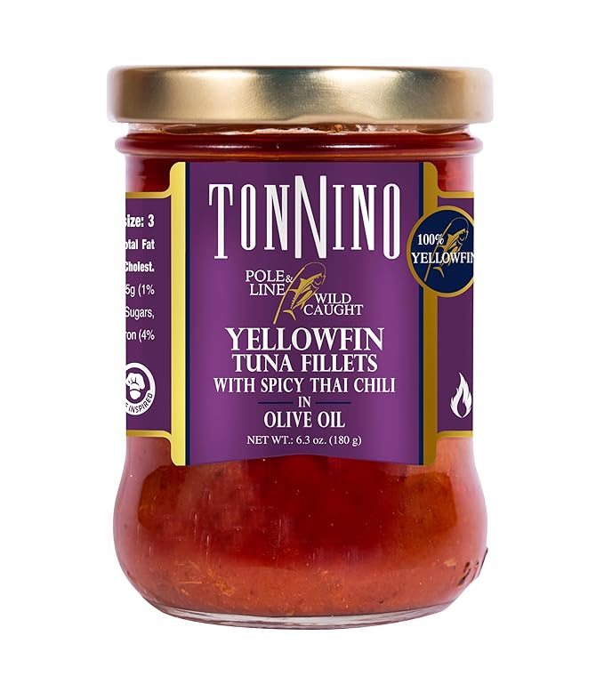 Tonnino Canned Tuna Fish (Pack of 6, Spicy Thai Chilli)