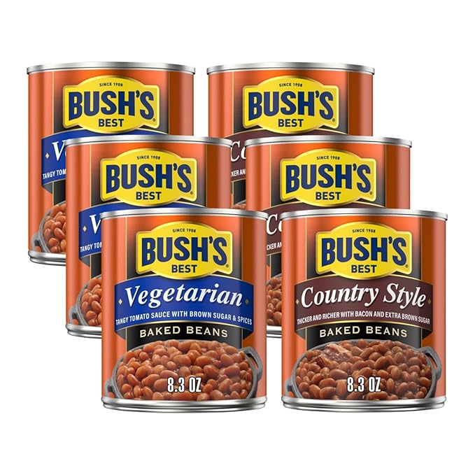 Bush's Best Baked Beans, Vegetarian, & Country Style, 8.3 Oz Each (Variety Pack)