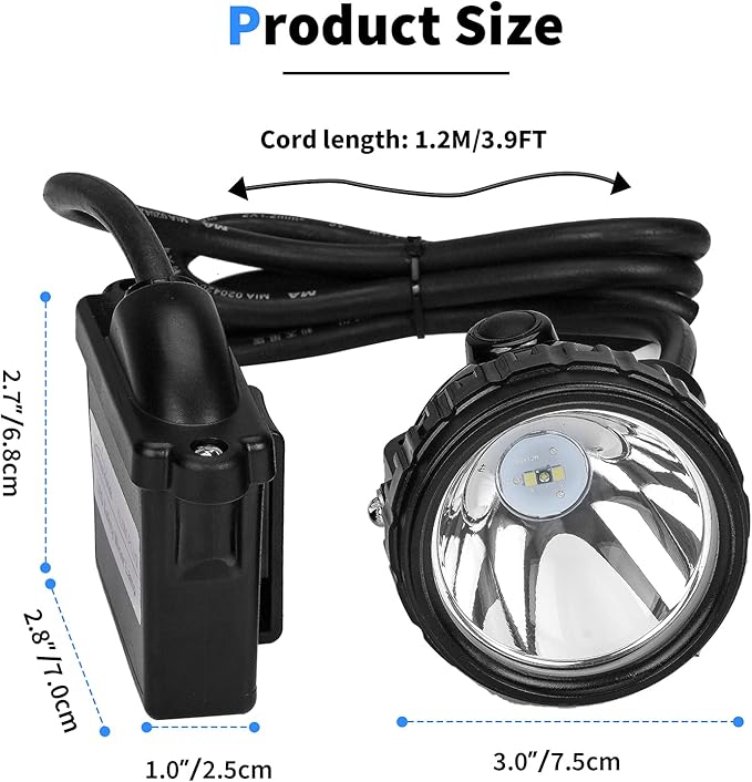 Rechargeable Mining Headlamp, 1+2 LED Super Bright Cap Lamp, Waterproof & Explosion-Proof Safety