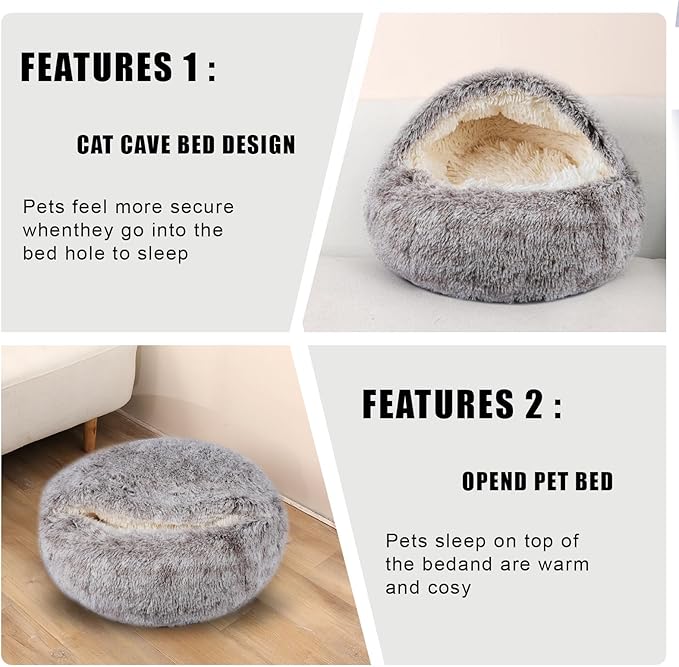 Cat Beds for Indoor Cats,Cat Cave for Puppy and Kitty,Calming Small Dog Bed for Small Dogs with